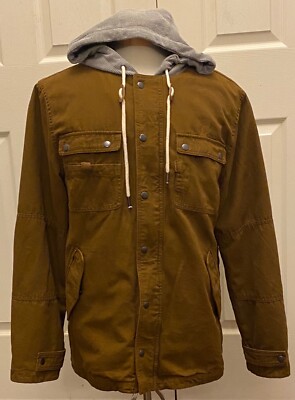 Blackwell Trading Co lumberjack hunting work hooded jacket men large beige brown