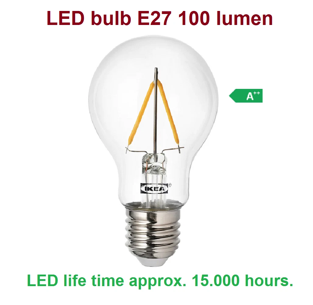 Ikea RYET Bulb E27 100 Lumen, Globe Clear 12W 100 LM Warm White Light Bulb |