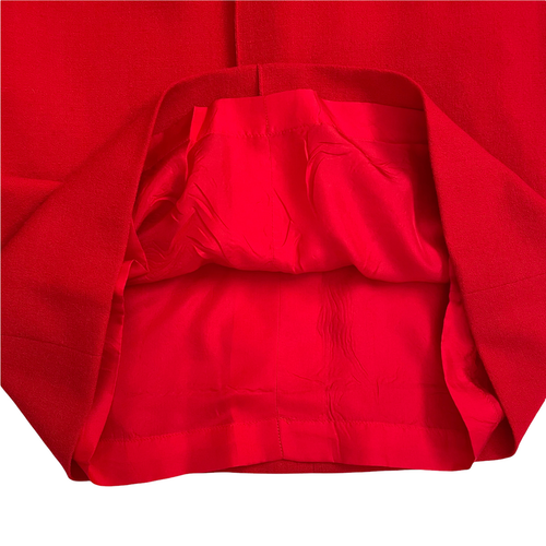 Pauline Trigere 1980s Red High-Necked Dolman Sleeve Sheath Dress Vintage Couture - Picture 7 of 10