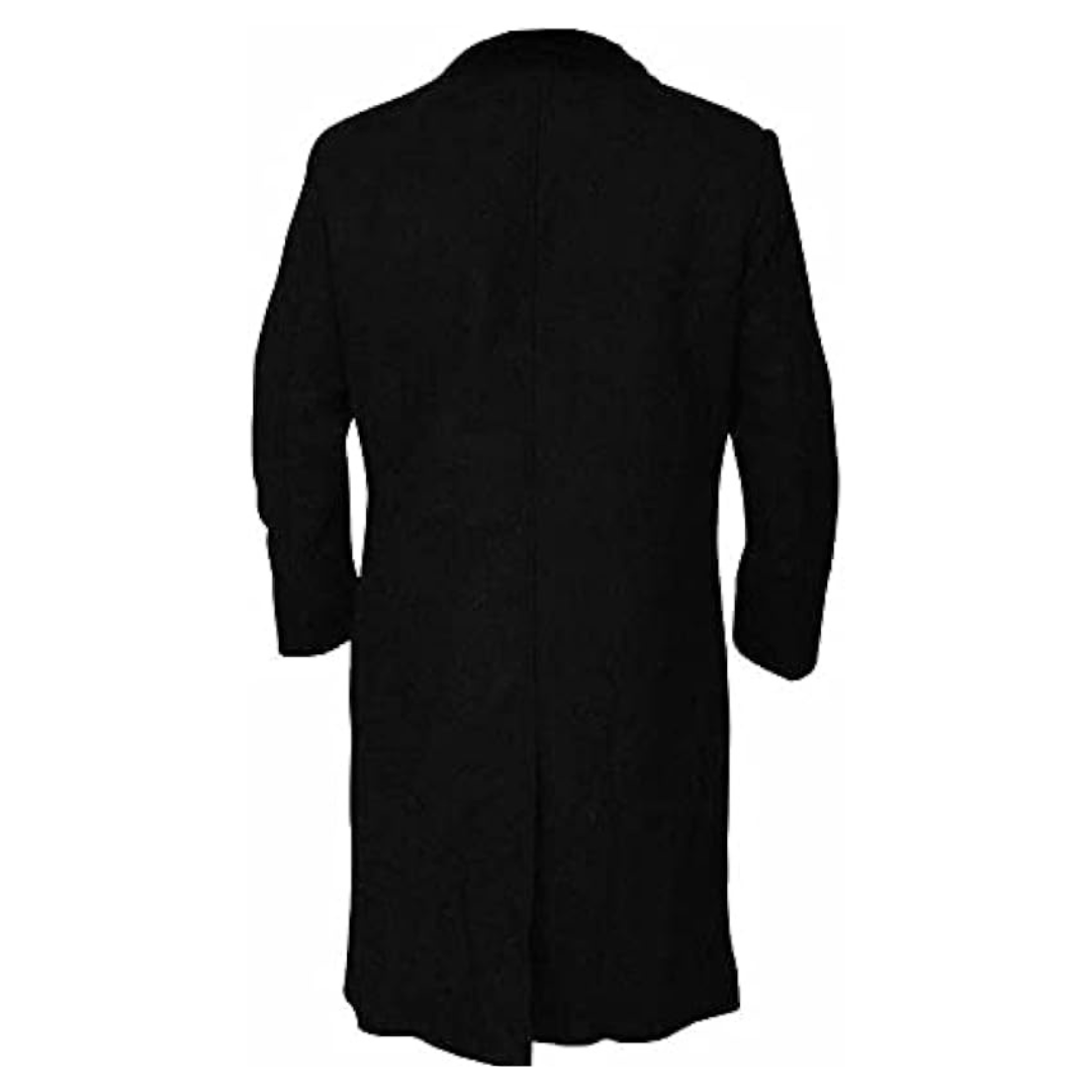 Mens Long Black Wool Coat With Lapel Collar Mens Long Black Wool