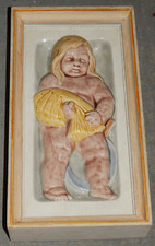 Ofenkachel gerahmt wohl Münchner Schule 30 x 15 cm  Allegorie des SOMMERS