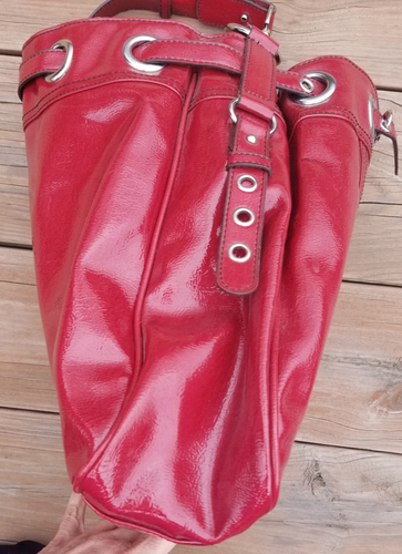 Comsi Comsa Paris Red Purse Hobo Tote Bag 13x13x4" - Picture 3 of 15