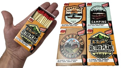 5x Retro Streichholzschachteln Camping/Vintage/USA Streichhölzer 100er Packungen