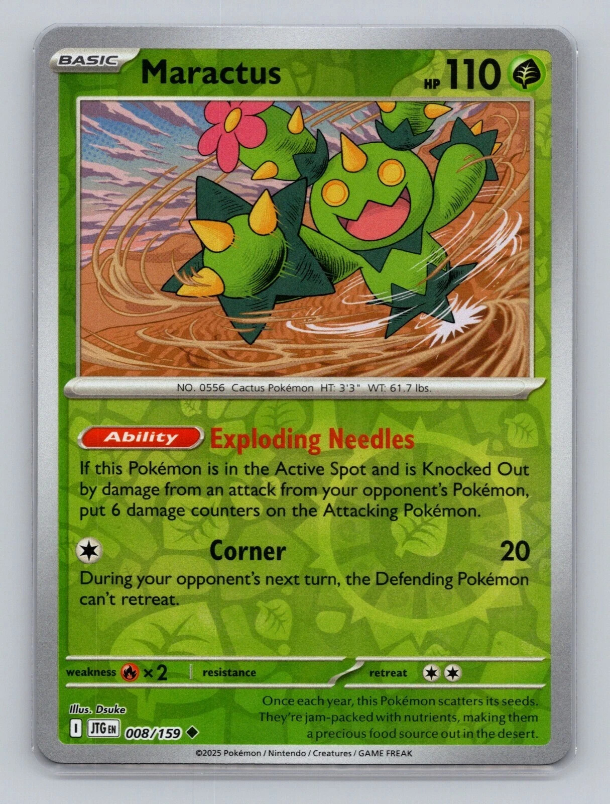 Maractus - 008/159 - Pokemon TCG Journey Together (2025) - NM - Reverse Holo