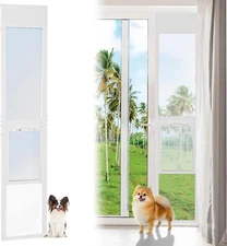 SUNYRISY Dog Door for Sliding Glass Door Height 74.8" to 80.7" & Lockable Panel