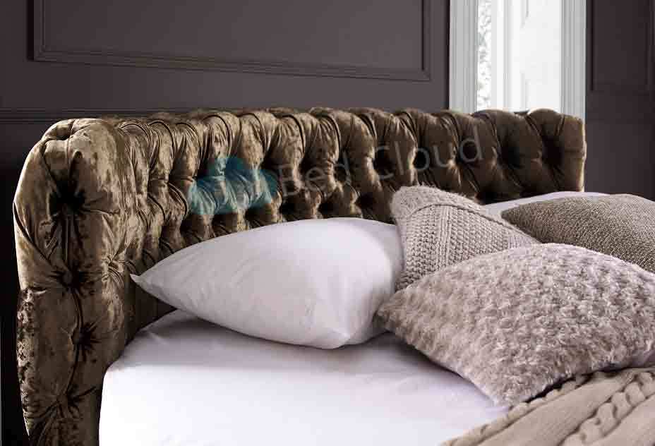 Glamour Chesterfield 7FT Round Bed With Headboard 210cm Various Colours Fabrics eBay