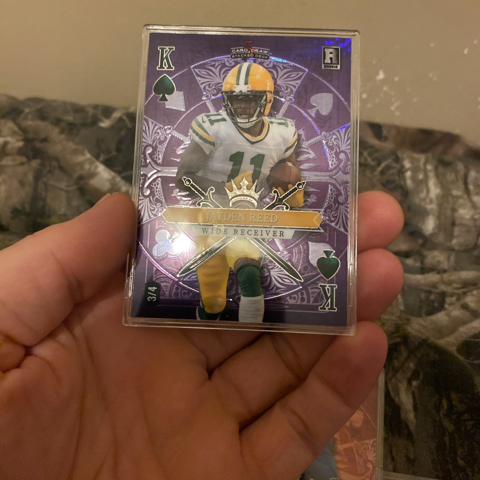 2023 wild card 5 card draw stacked deck jayden reed rc 3/4 King Spades