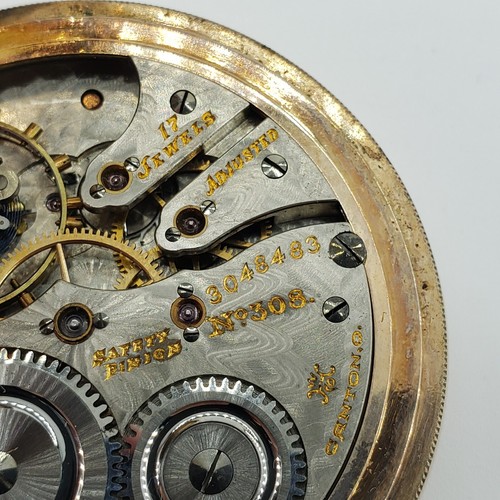 1913 Hampden Pocket Watch Hunter Case Gold Filled GF Grade 308 Movement 17J - Picture 9 of 11