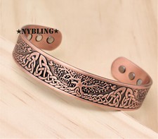 PURE Magnetic Copper Bracelet Arthritis Pain Therapy Cuff Tree of Life Bangle