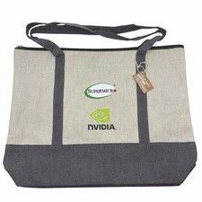 Supermicro Nvidia Zippered Cotton Canvas Tote Bag Tech Swag Promotional