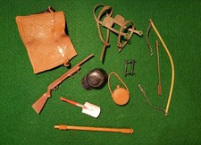 Marx Johnny West Accessories Brown Shotgun, Canteen, Bow, Arrow, etc
