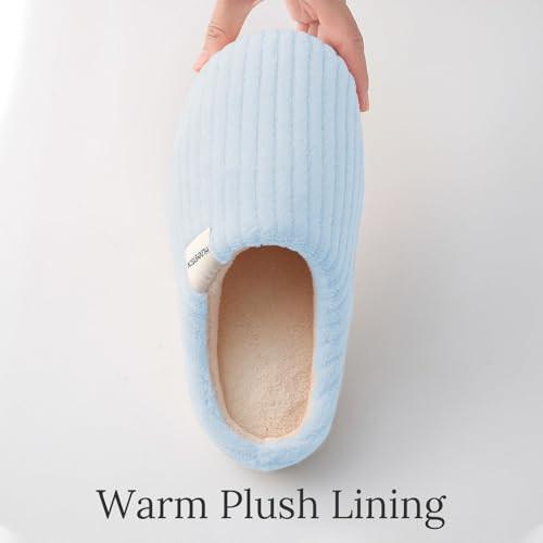 Slippers for Women, Warm Memory Foam Comfy House 9-10 Women/7-8 Men Blue - Picture 3 of 6