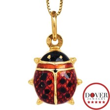 Estate 18K Yellow Gold Enamel Ladybug Charm Pendant 1.2 Grams NR