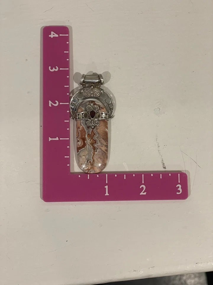 Кулон Mariana Richard Sajen из чистого серебра с сумасшедшим кружевом агатом гранатом цепочка 18 дюймов - Изображение 4 из 4