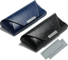 2Pack Leather Hard Shell Glasses Case Women  Soft Sunglasses Case for Men Light 