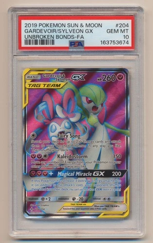 PSA 10 Pokemon Unbroken Bonds Full Art Gardevoir & Sylveon GX 204/214 GEM MINT!