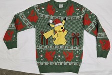 Size Med. Holiday Christmas Sweater Pok mon Pikachu