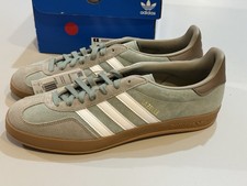 Size 11 Men  s - Adidas Gazelle Indoor Silver Green New In Box JI3526