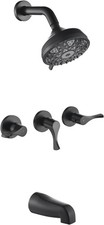 3 Handle Matte Black Shower Faucet Set with Tub Spout Complete Kit