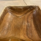 Vintage Monkey Pod Wood Square Bowl Hand Crafted Rustic Primitive Country — photo 2