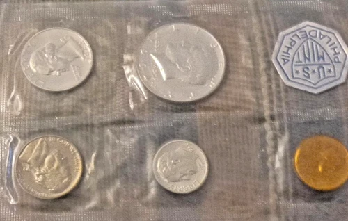 1964 Philadelphia Proof Set 90% Silver 5 Coins Gov't Original Packaging & Sealed