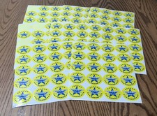 LOT OF 150 SAXON STUDENT OF THE DAY STICKERS / APPROX 2" ROUND / BLUE YELLOW