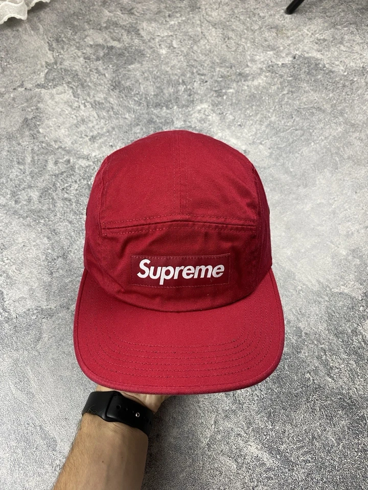 Supreme Rojo 5 Paneles Hecho en EE. UU. Gorra Ajustable Cinturón de Cuero Foto 4 de 4