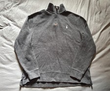 Polo Ralph Lauren Sweater Mens Medium Gray 1/4 Zip Mock Neck Knit Pony Logo