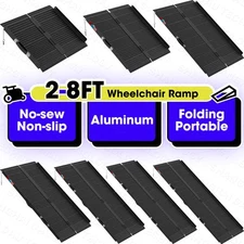 2/3/4/5/6/7/8FT Black Aluminum Folding Wheelchair Scooter Mobility Ramp Portable
