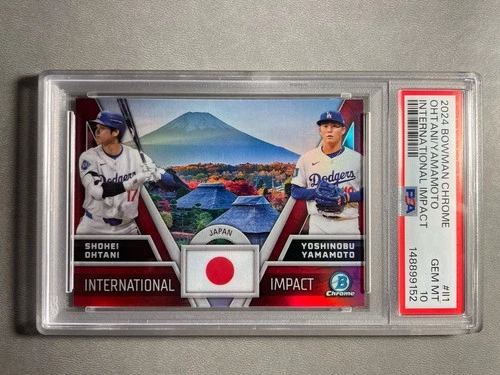 2024 Bowman Chrome International Impact Shohei Ohtani, Yamamoto Rookie PSA 10