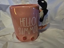 Rae Dunn -HELLO SUMMER Mug- With 3D Strawberry Border- NWT