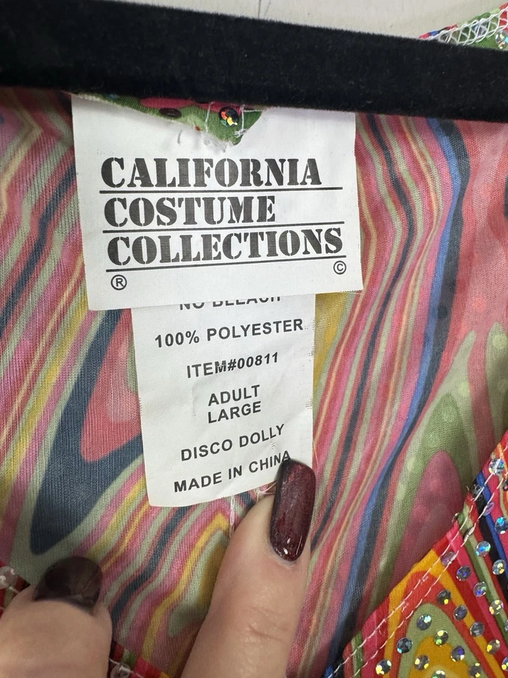 California Costume Womens Large Psychedelic 70s Disco Dolly Dress Go Go Dancer - Image 3 of 4