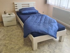 Holzbett 90x200 cm Buche massivholz weiß Einzelbett Komfortbett Seniorenbett
