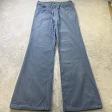 Vintage 70s Flare Pants Bell Bottoms Mens 30x30 Blue Corduroy USA Patch Pocket