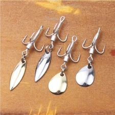 5Pcs Silver Gold High Carbon Steel Treble Fish Hook with Spoon Spinner Bait
