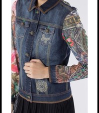 Desigual Women Denim Jacket Transparent Sleev...