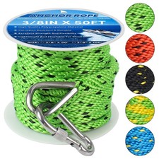 Anchor Rope 50FT x 3/8in,Premium Solid MFP Braided Anchor Ropes Anchor Line w...