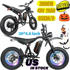 20" Fat E-Bike 3000W Electric Dirt Bike 48V 20Ah Off-Road E-Motorcycle 45 MPH US