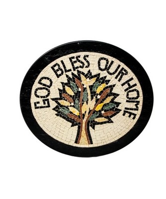 Handmade Mosaic Wall Art - God Bless Our Home - Christian Housewarming Gift
