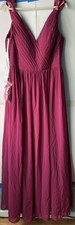 NWT Azazie Leanna Bridesmaid dress Mulberry Sz A14 Chiffon V-Neck Sleeveles Maxi