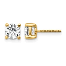 14k Yellow Gold 1Ct Round Cut Lab Grown Diamond VS/SI+G+ Screwback Stud Earrings