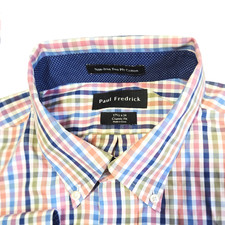 Paul Frederick Men  s Dress Shirt Check Non Iron two Ply Cotton 17.5x34 classic
