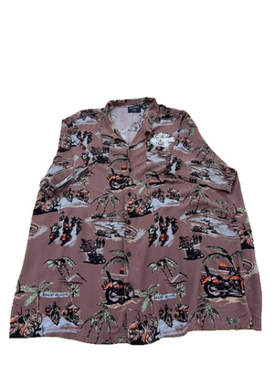 Harley-Davidson Men's Aloha Shirt XL Short Sleeve Rayon Multicolor