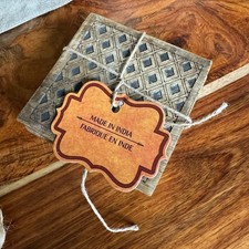 Wood Carved Drink Coasters Boho Rustic Tableware Coaster Set Dining