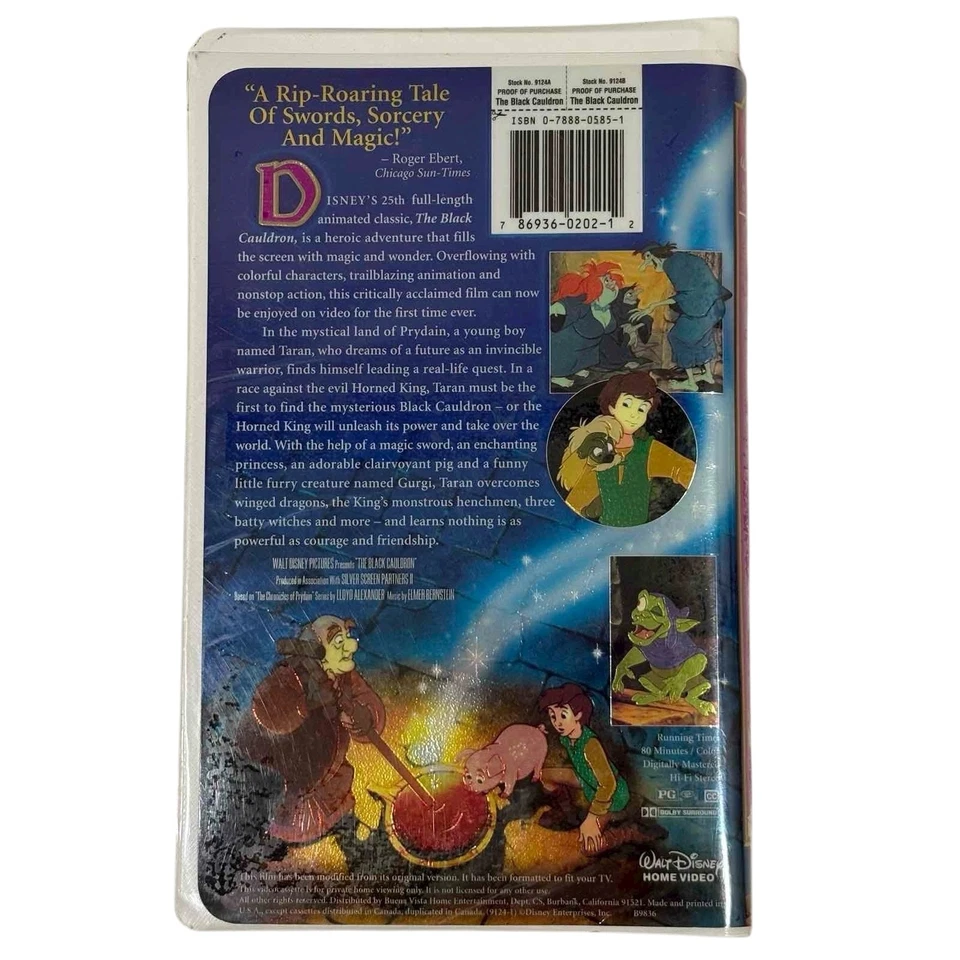 Disney The Black Cauldron VHS Masterpiece Collection 1985 Animated Fantasy Foto 2 de 2