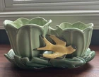 1949 McCoy Double Vase  Green Tulip Pot ~YELLOW BIRD