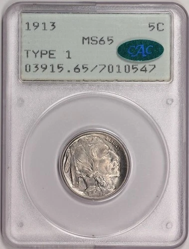 1913 Type 1 PCGS MS65 CAC Gem BU Buffalo Nickel - Lustrous, Original, Rattler!