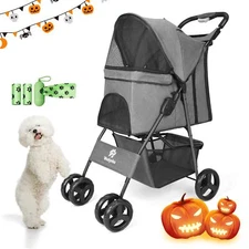 Pet Dog Stroller Dog Cat Jogger Stroller with 4 Fast Folding Wheels Folding Ligh