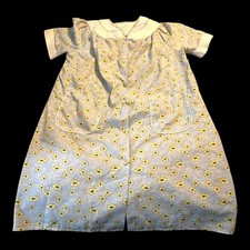 Casual Floral House Coat Robe XL Pearl Snap Front Blue Floral Pockets Geandma