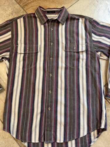 Vintage EDDIE BAUER Herren Large lila Streifen Elchhorn Twill Knopf Hemd NN - Bild 2 von 7